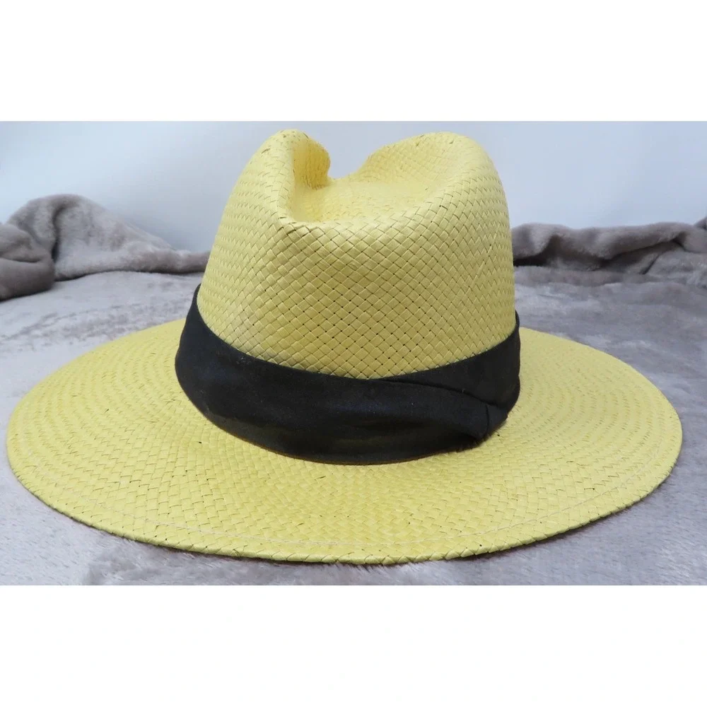 Ahead Fine Hats S/M Dancing Rabbit Golf Club Panama 50+ Yellow‎ Straw NEW